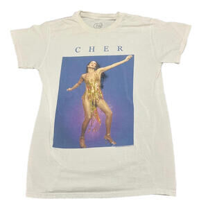 CHER Band T Shirt Women Small S White Short Sleeve Music Singer 2019 Dancing